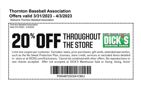 20% OFF DICKS SPORTING GOODS